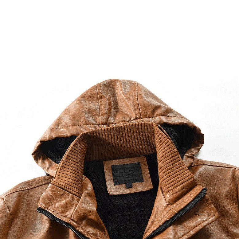 Jaqueta Longa de Couro com Capuz Masculina Bellaro®