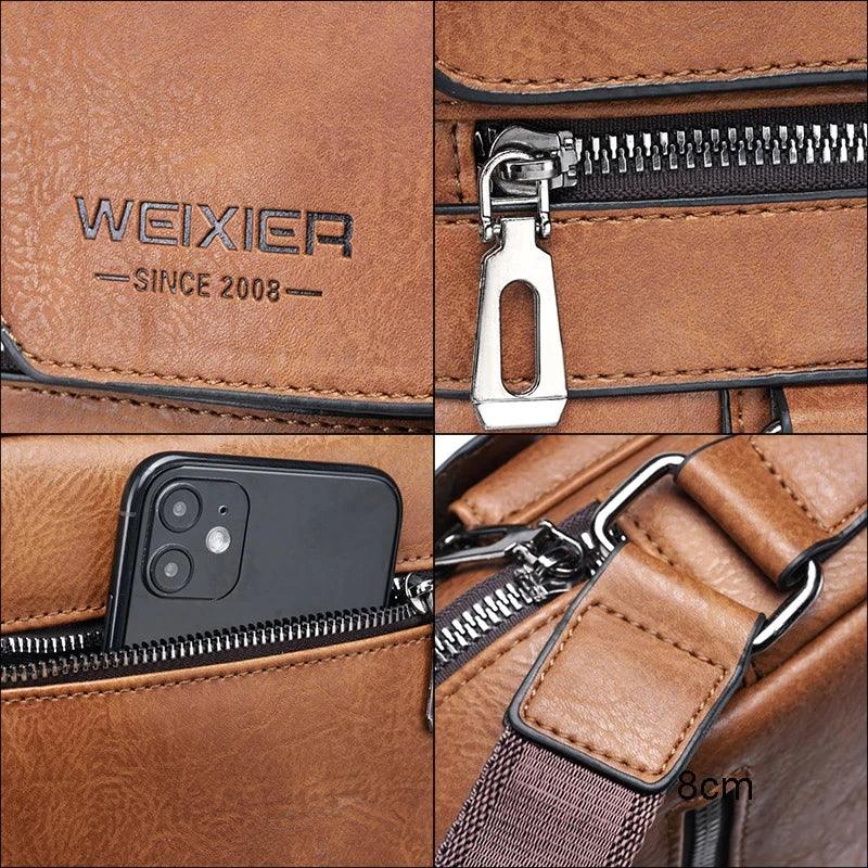 Bolsa de Couro Pequena Masculina Impermeável