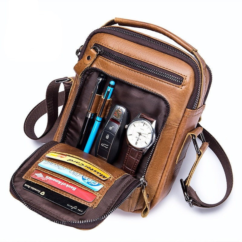 Bolsa Masculina Pequena Couro Genuíno
