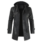 Jaqueta Longa de Couro com Capuz Masculina Bellaro®