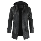 Jaqueta Longa de Couro com Capuz Masculina Bellaro®