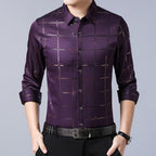 Camisa Masculina de Seda Manga Longa Xadrez Soul