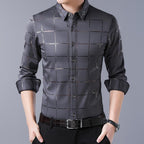Camisa Masculina de Seda Manga Longa Xadrez Soul