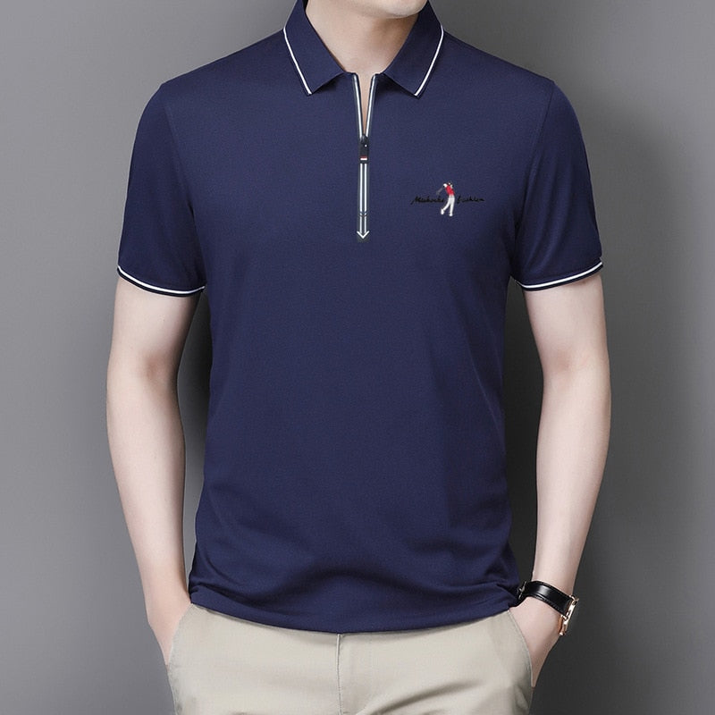 Camisa Polo Masculina com Zíper