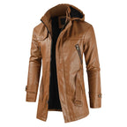 Jaqueta Longa de Couro com Capuz Masculina Bellaro®