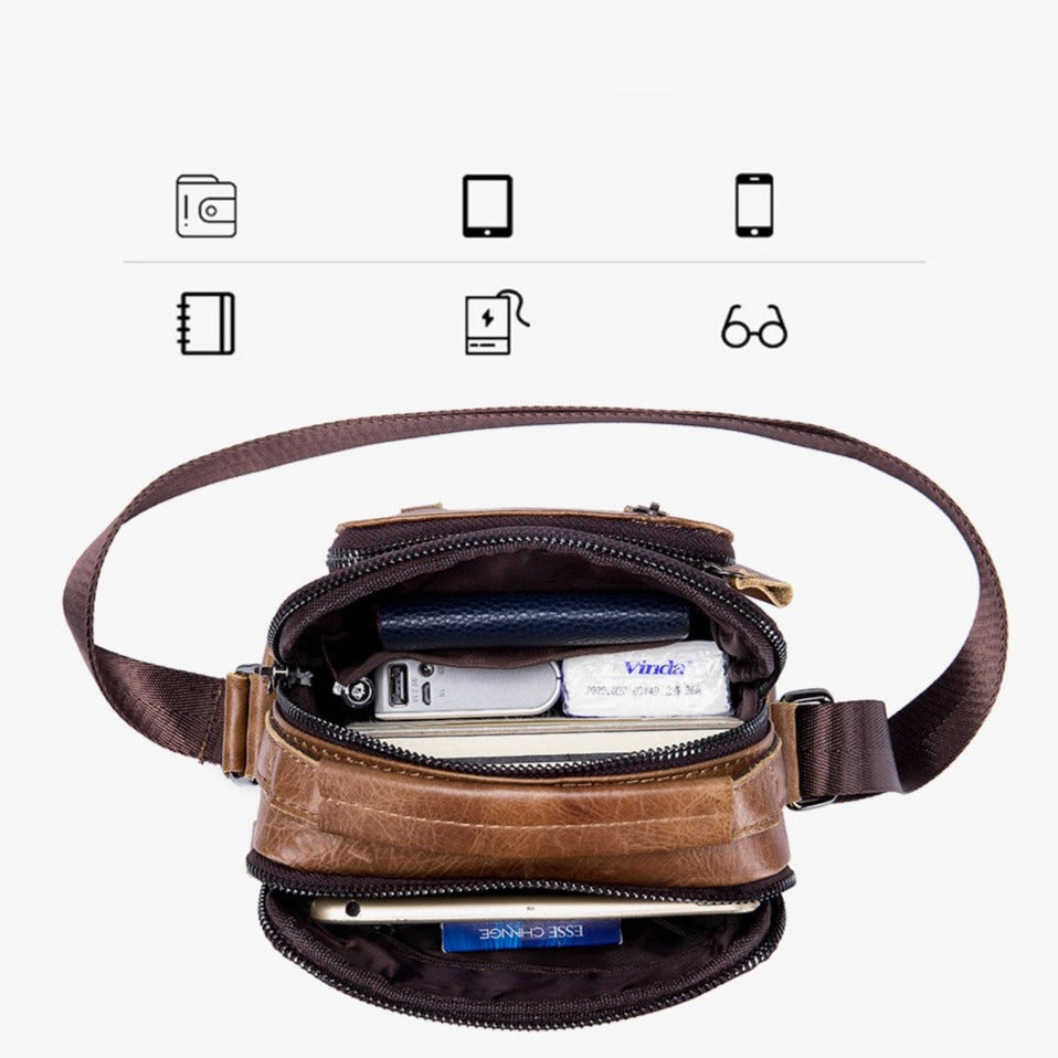 Bolsa Masculina Pequena Couro Genuíno